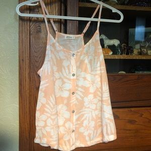Pearce and white floral flowy tank